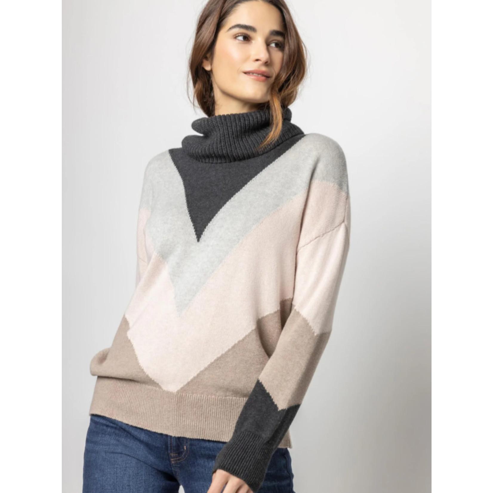 Lilla P Colorblock turtleneck sweater