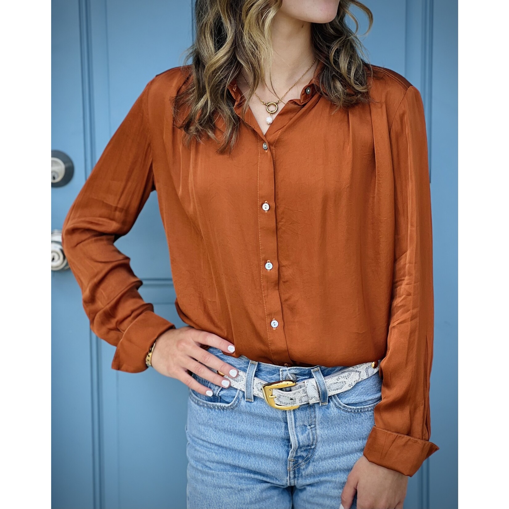 Bella Dahl Pleated Button Down Shirt