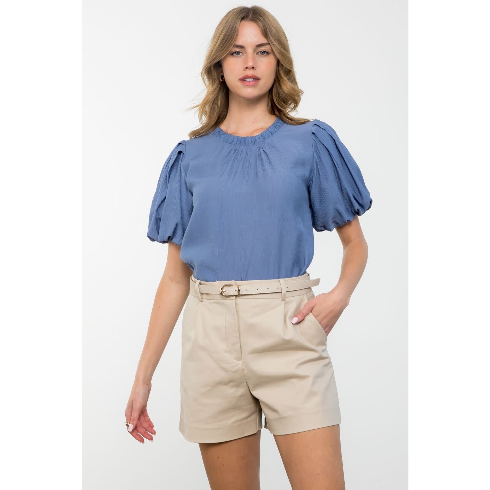 THML Pleat puff sleeve top