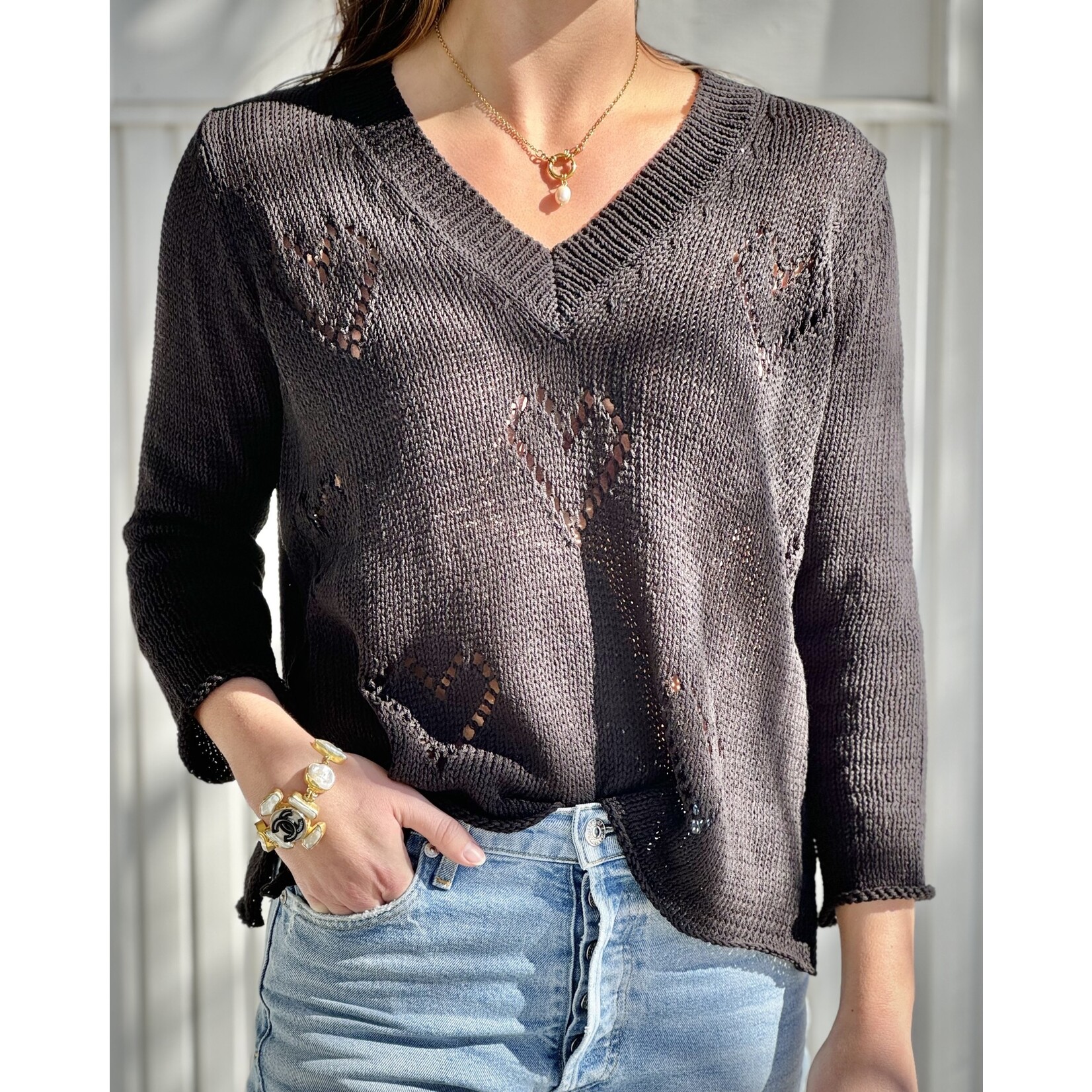 Wooden Ships Aimee cotton V neck sweater