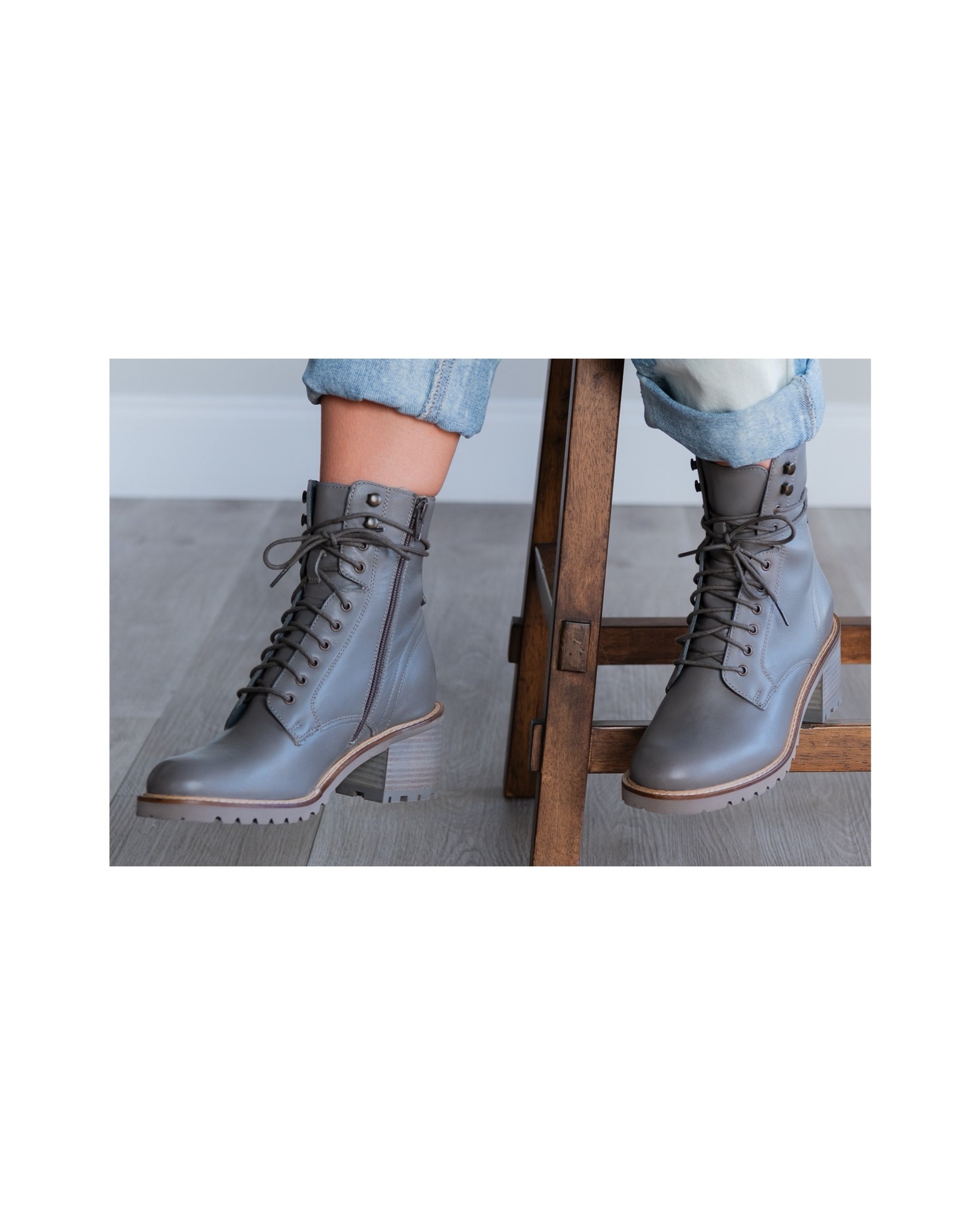 Grey Combat Boots Lilly Grace Fashion Boutique