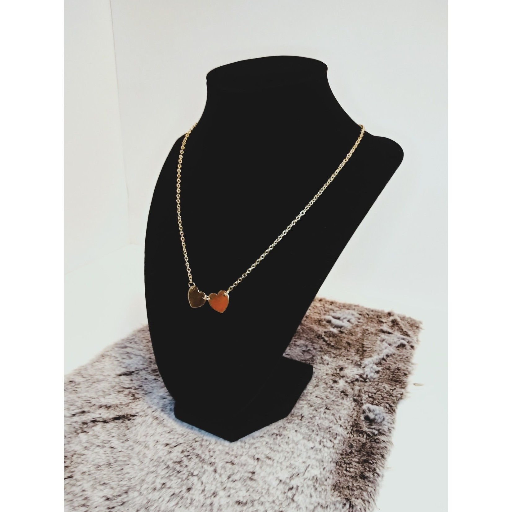 Cosette von lee gold double heart necklace