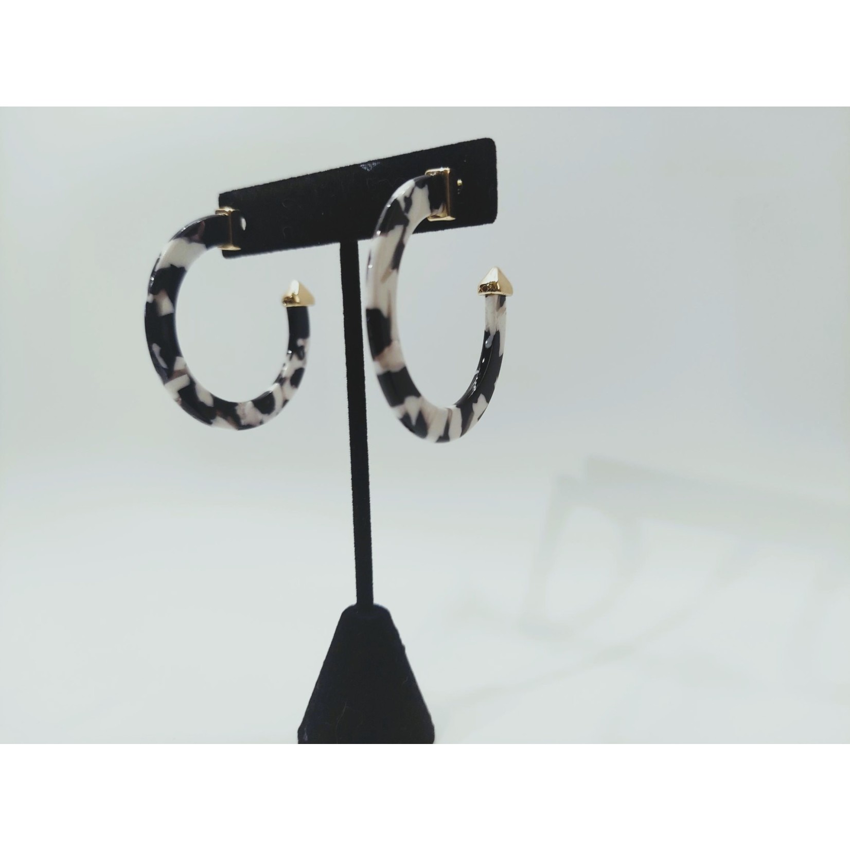 Cosette von lee black and white marble hoop earring