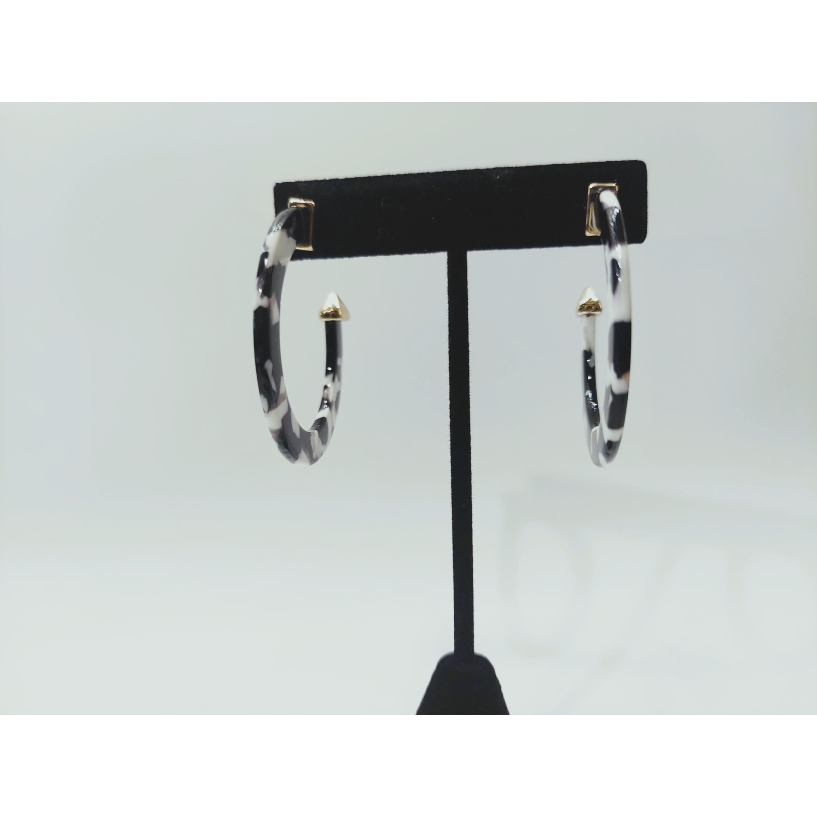 Cosette von lee black and white marble hoop earring