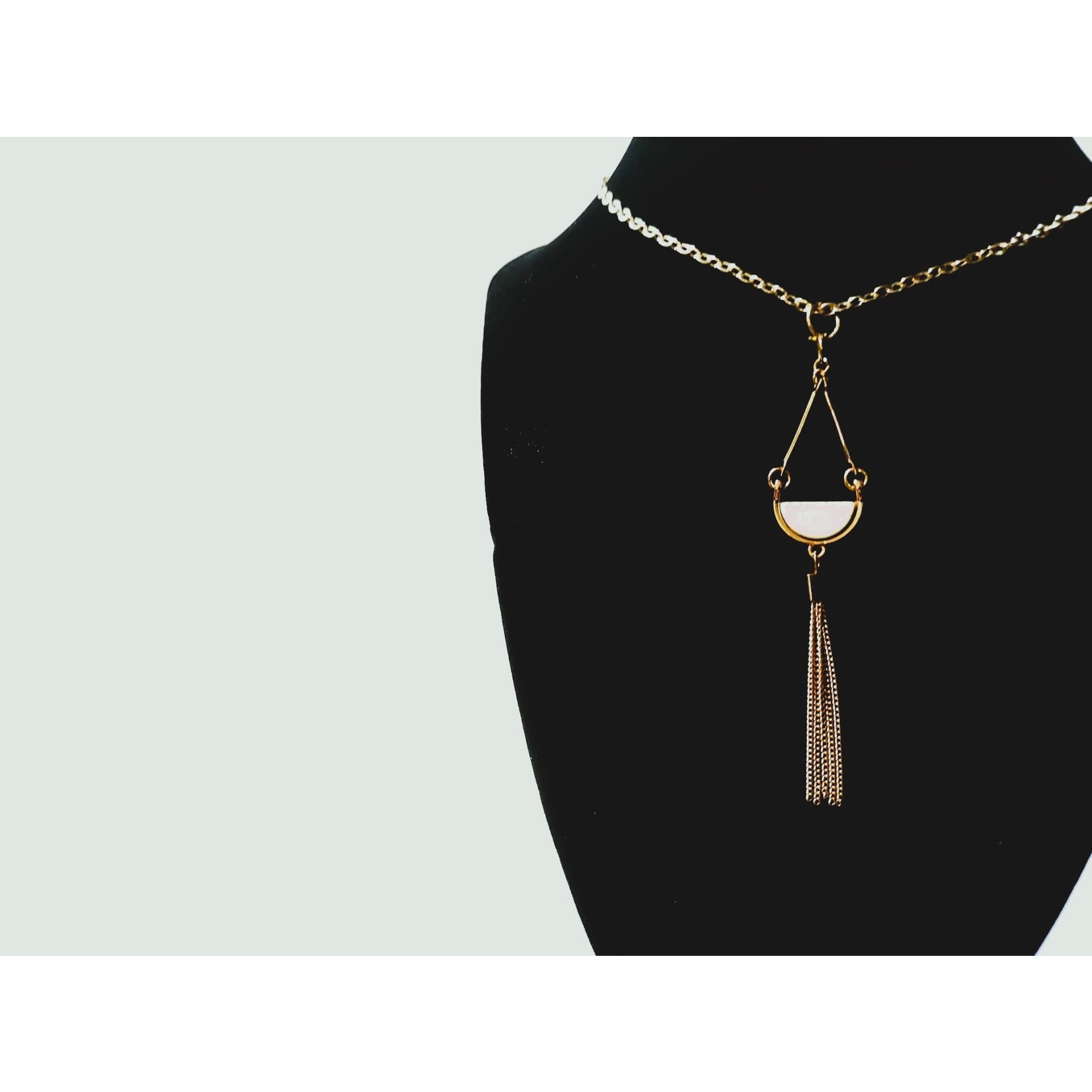 Cosette von lee gold marble tassle necklace