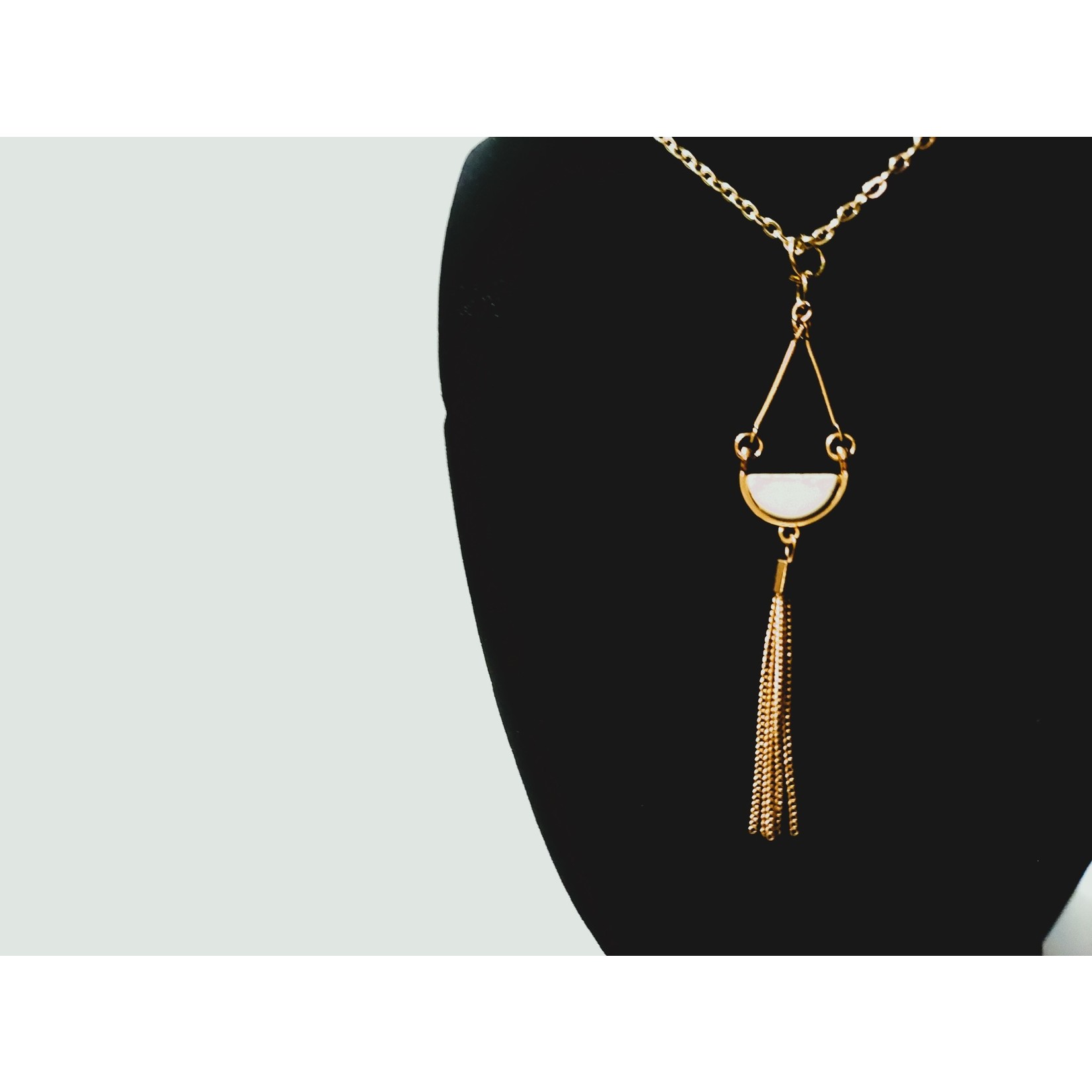 Cosette von lee gold marble tassle necklace