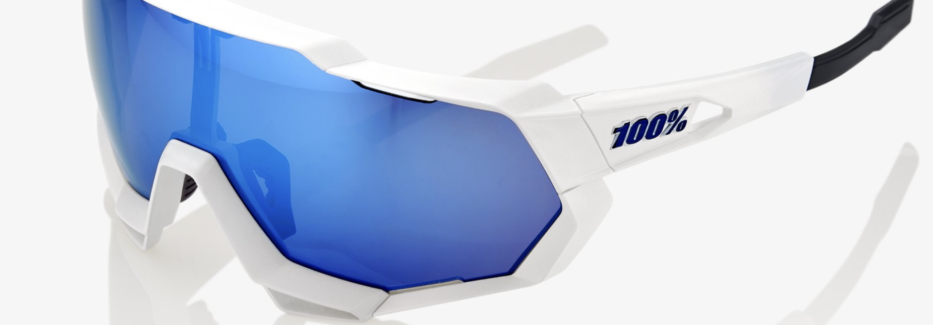 SpeedTrap Sunglasses, Matte White frame - HiPER Blue Multilayer Mirror Lens