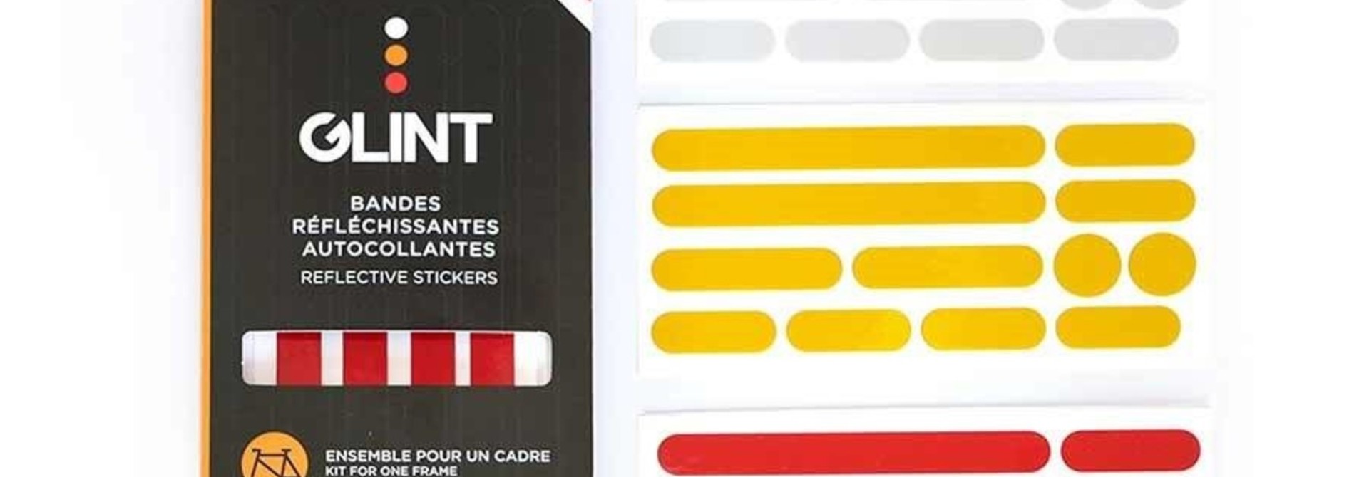 Reflective, Frame Stickers 3 Colors, White/Yellow/Red, Kit