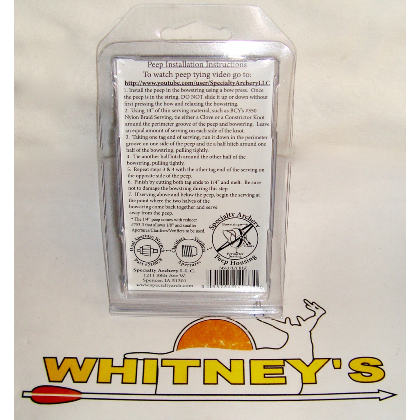 Specialty Archery, LLC Specialty Archery 1/4" Large Hooded 37 Degree Aluminum Peep