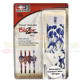Bohning Company, LTD Bohning Blazer Vanes/Wrap Combo Blue & White Flame- 101040BWF
