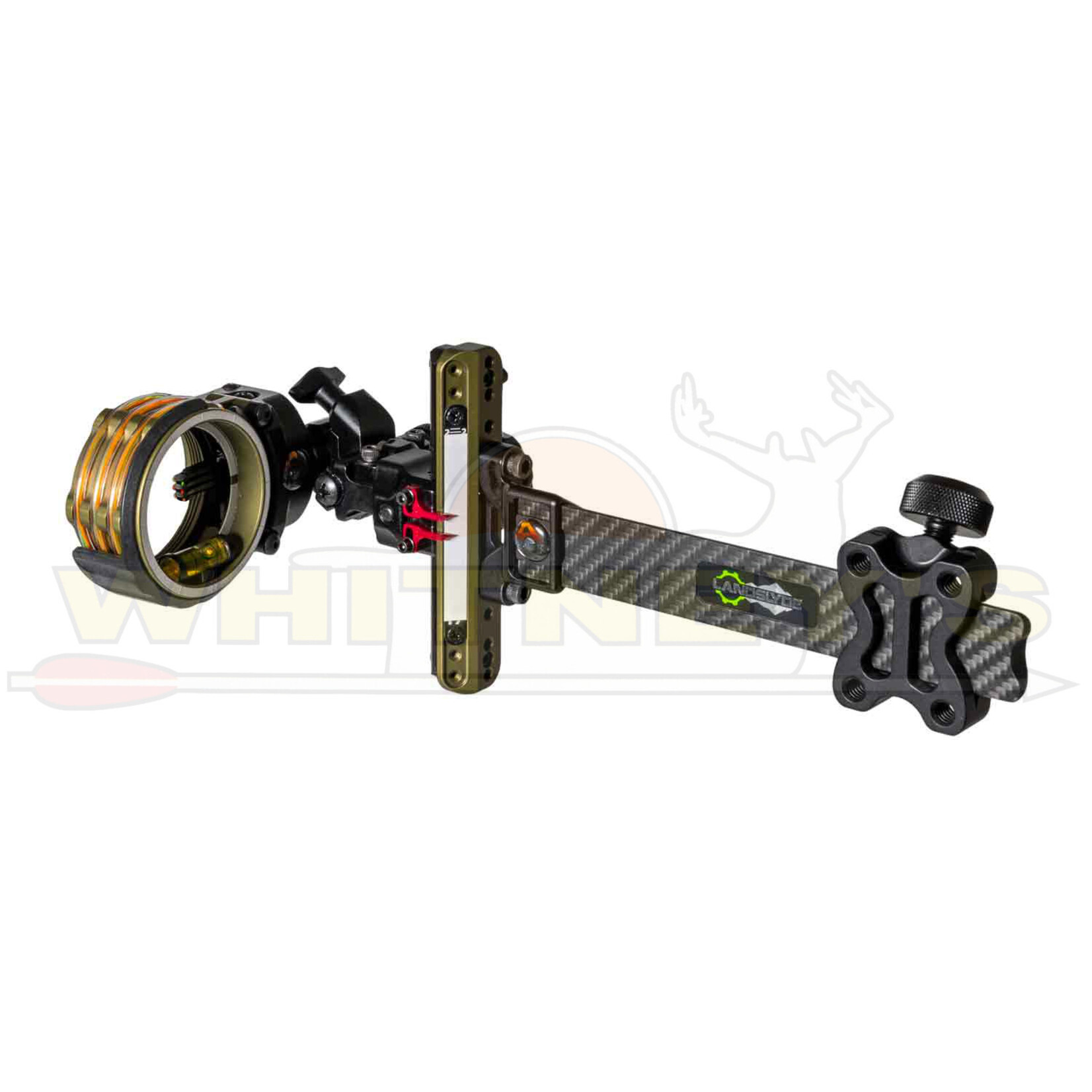 T.R.U. Ball T.R.U. Ball Landslyde Carbon Pro Slider Sight w/ Accustom II Scope Micro 3-Pin 0.10 Fiber, Tactical Bowhunting/Black