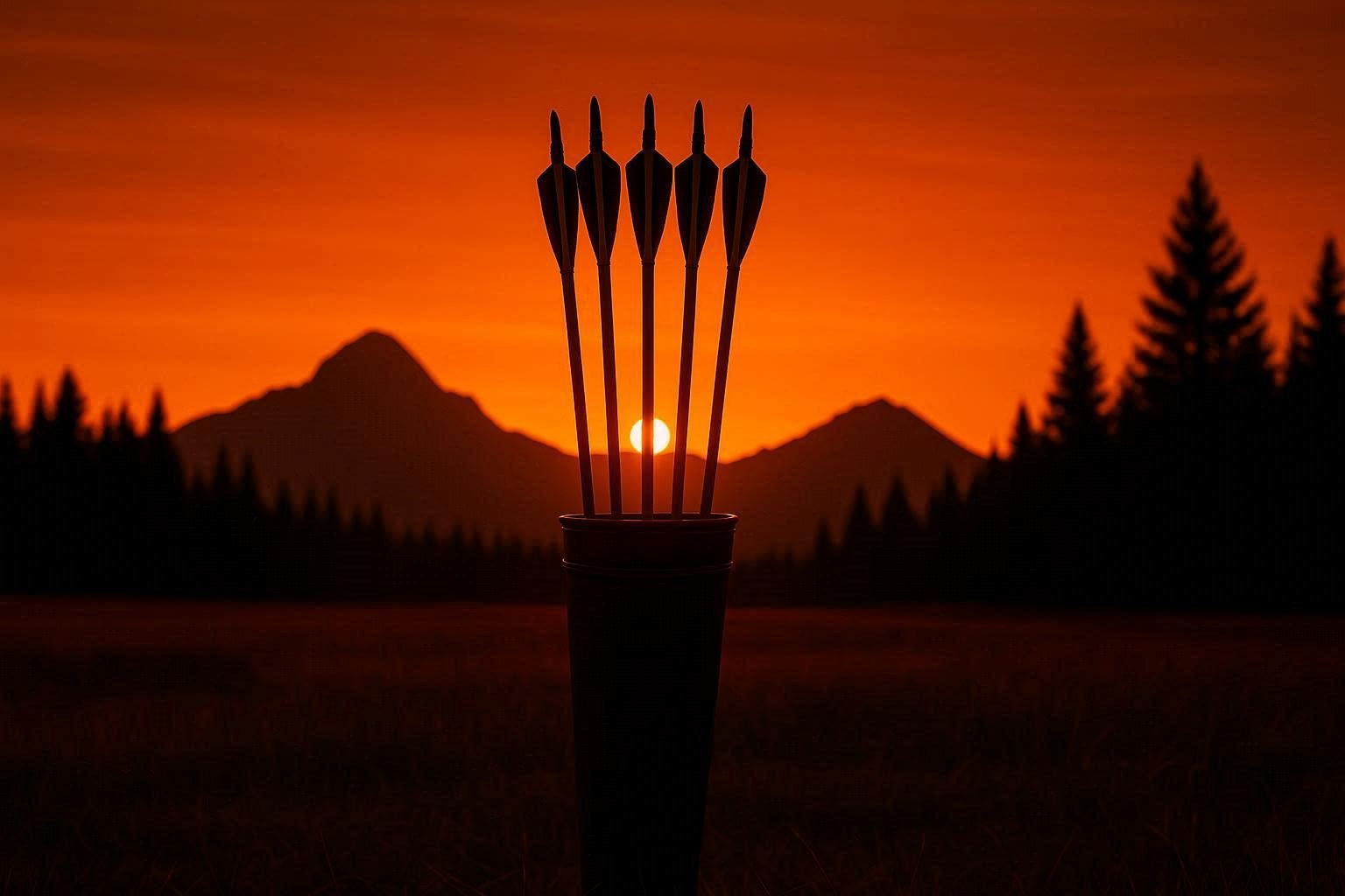 archery quiver with arrows victory points sunset field hunting range.jpg