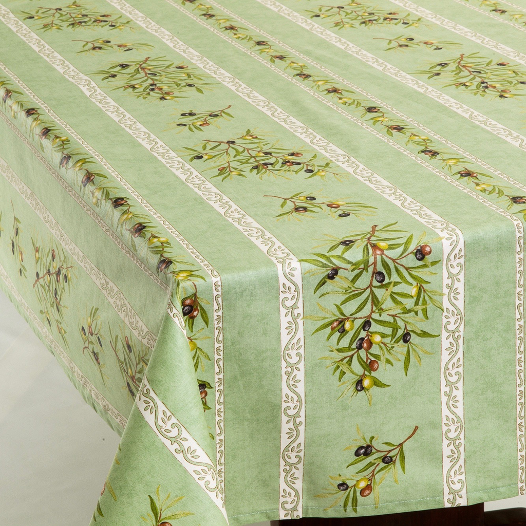 Coated French Tablecloth | Green Olives | Amelie Michel