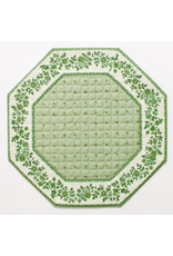 Placemat, Octagonal, Calison Fleur Green w/ White