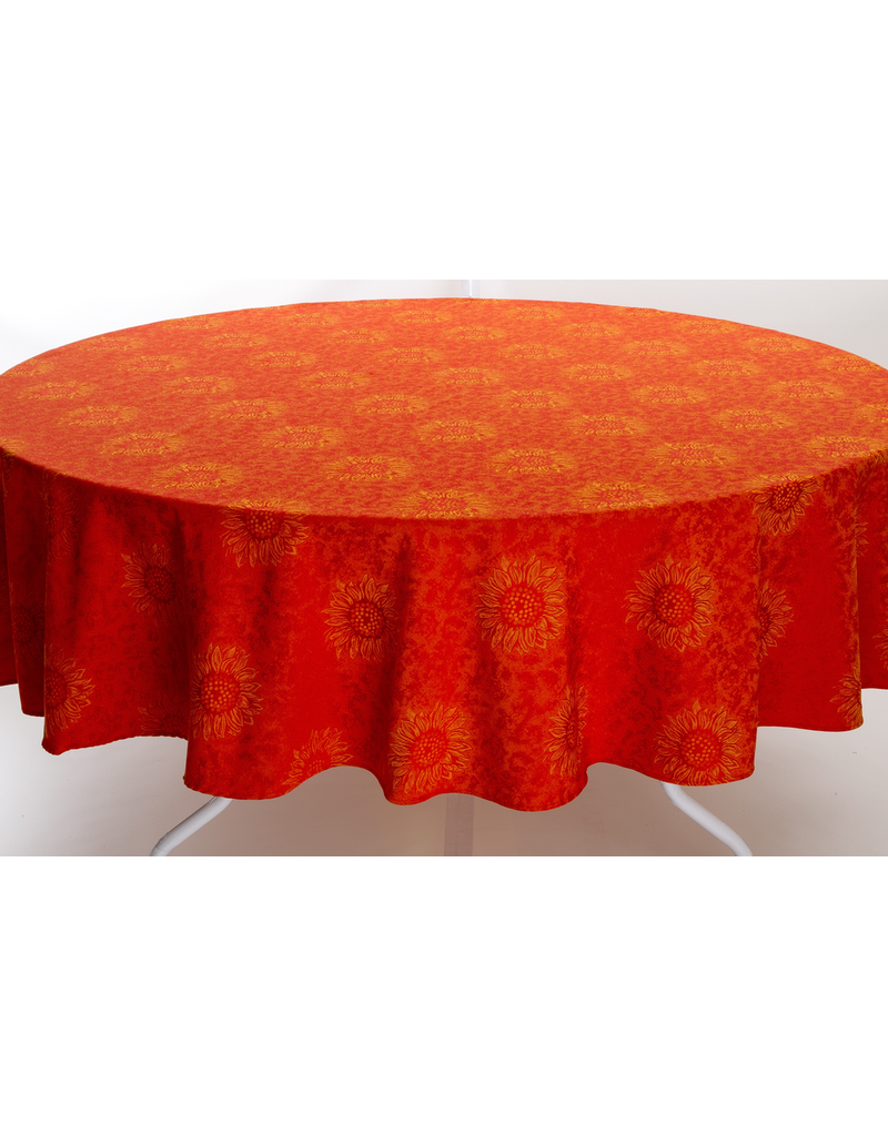 French Jacquard Round Tablecloth Red Sunflower Amelie Michel Llc French Jacquard Round Tablecloth Red, Red Round Tablecloth