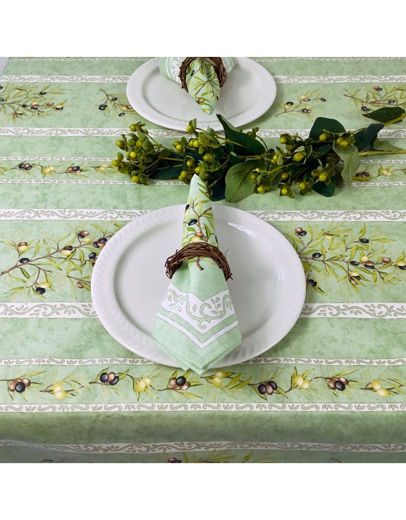 Coated French Tablecloth | Green Olives | Amelie Michel - Amelie 