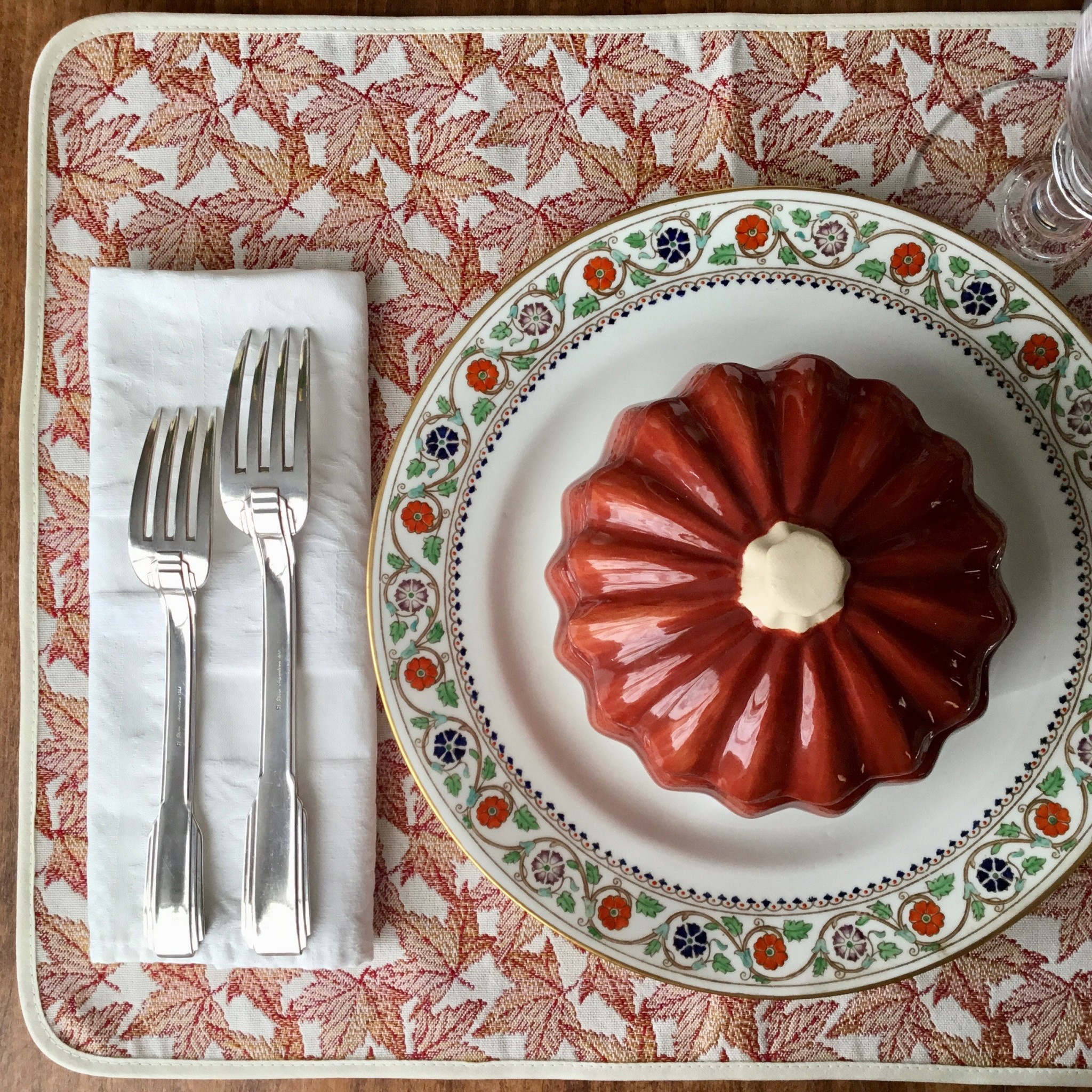 French Jacquard Placemat Autumn Leaves Red Amelie Michel Amelie