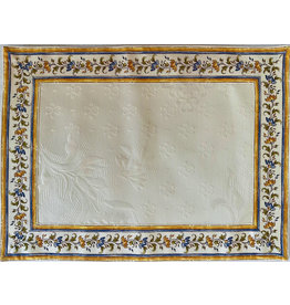 Placemat, Delft Jacquard with Moustiers Border, Ivory
