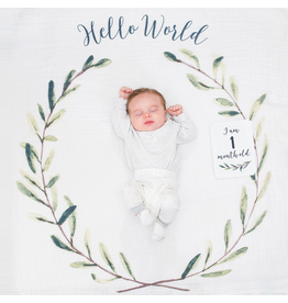 Lulujo Milestone Blanket Set - Hello World Wreath