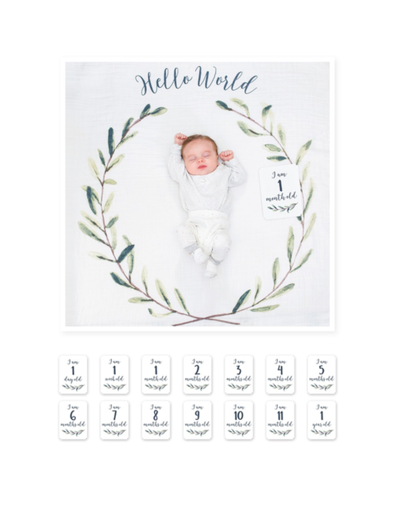 Lulujo Milestone Blanket Set Hello World Wreath Vancouver s Best Baby Kids Store Unique Gifts Toys Clothing Shoes Boots Baby Shower Gifts
