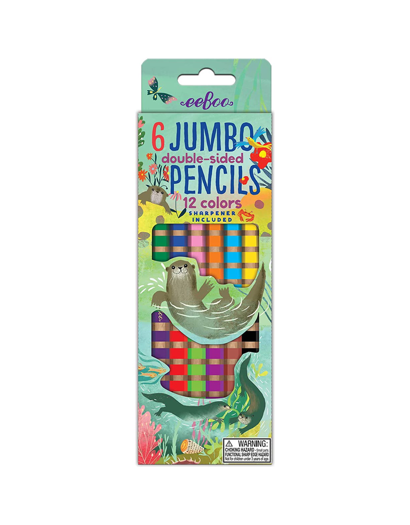 Eeboo Otters at Play 6 Jumbo Double Pencils