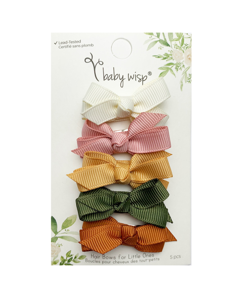 Baby Wisp Chelsea Bows Snap Clip Desert Spring 5pk