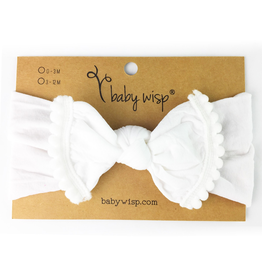 Baby Wisp Pom Pom Headband, White, 0-18m
