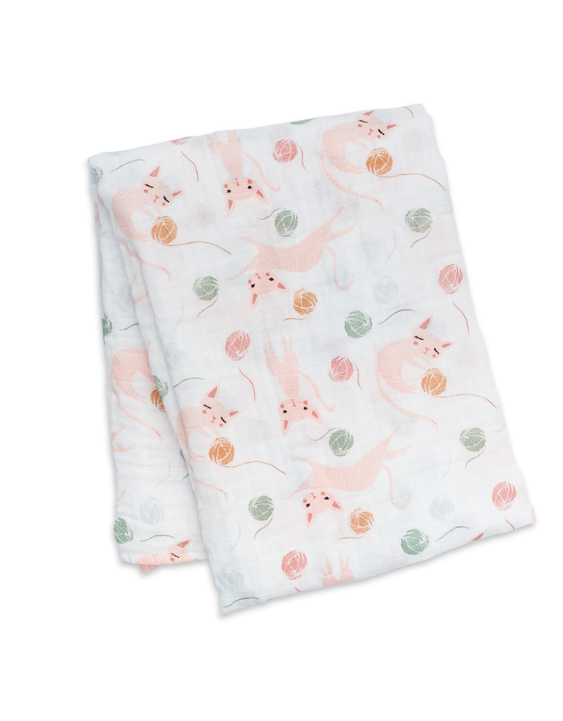 Lulujo Kitty Muslin Swaddle Blanket