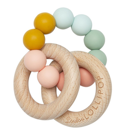 Loulou Lollipop Silicone/Wood Bubble Rattle - Rainbow
