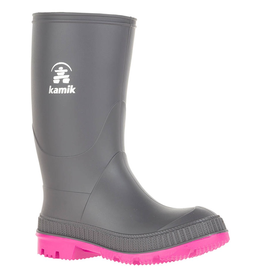 Kamik Charcoal/Magenta Stomp Youth Rain Boots