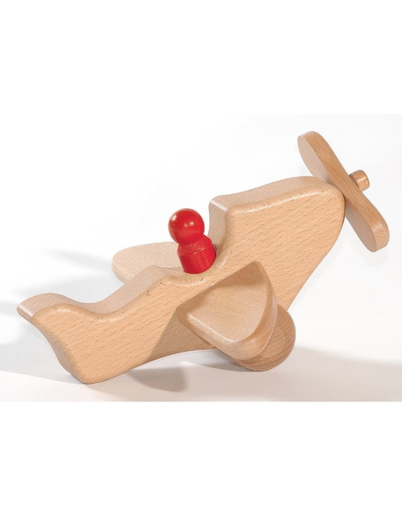 Ostheimer Wooden Toys Airplane Natural w/1 Person