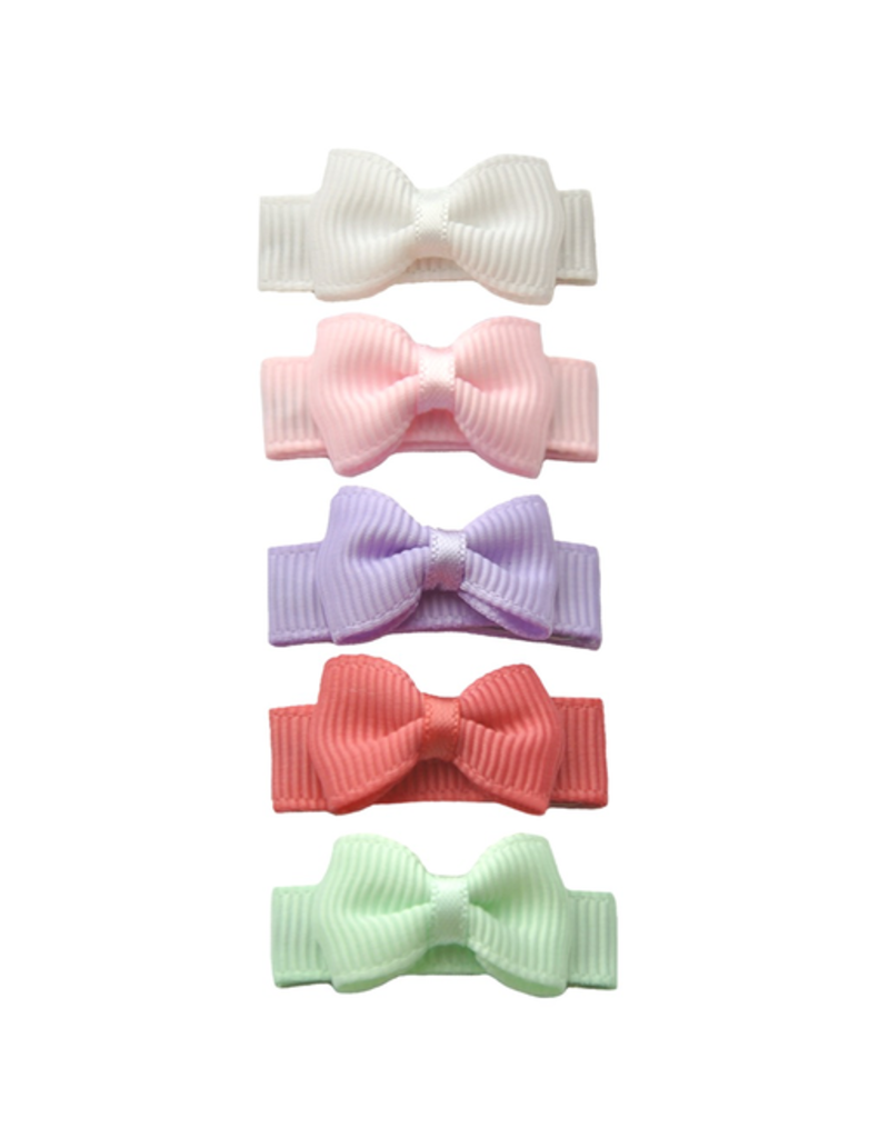 Baby Wisp Tuxedo Bow Clip 5pk Macaroon