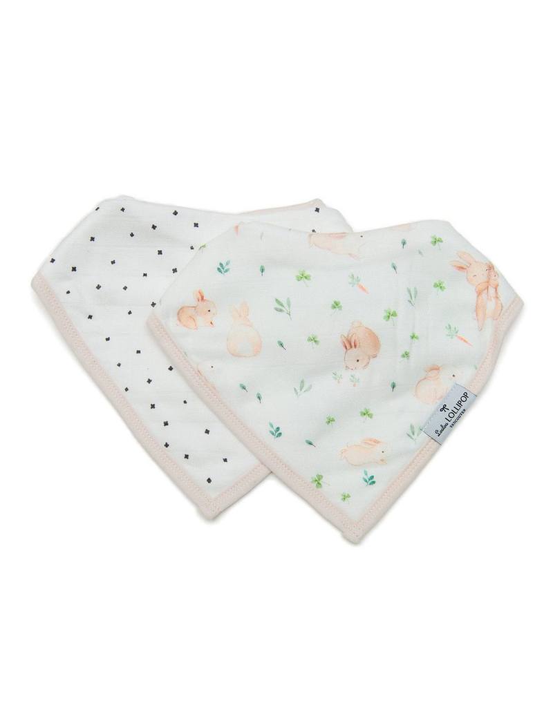 Loulou Lollipop Muslin Bandana Bib Set, Bunny Meadow, 2pk