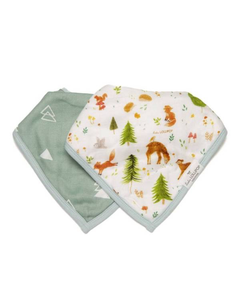 Loulou Lollipop Muslin Bandana Bib Set, Forest Friends, 2pk