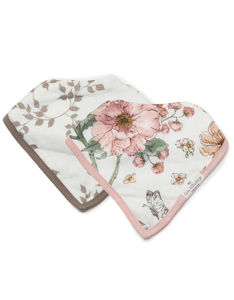 Loulou Lollipop Muslin Bandana Bib Set, Secret Garden, 2pk