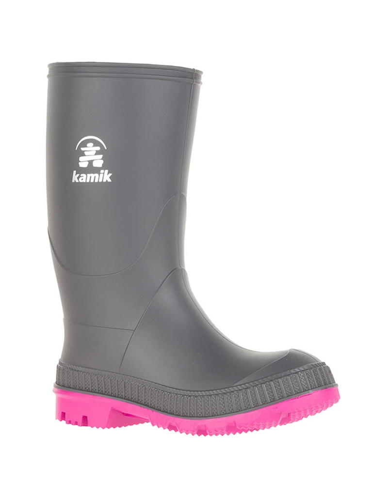 Kamik Charcoal/Magenta Stomp Youth Rain Boots