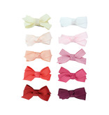 Baby Wisp Chelsea Bow Snap Clips 10pk - Coral Sunrise