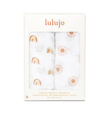 Lulujo Muslin 2pk Cotton Swaddles Rainbow/Suns