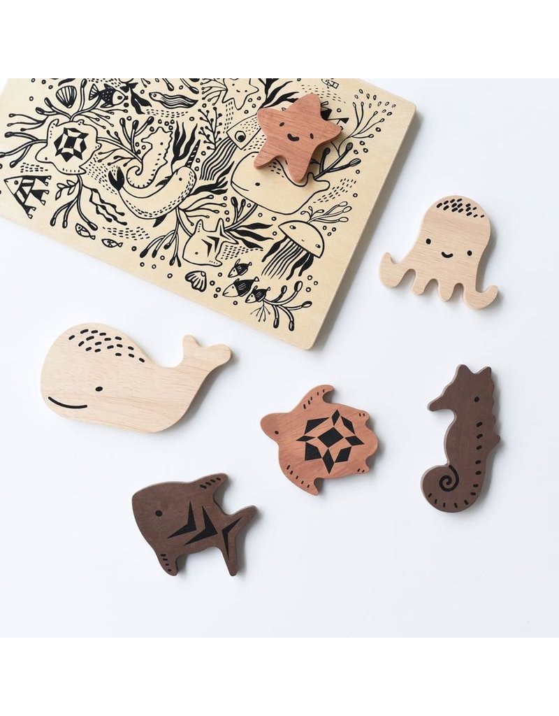 Wee Gallery Wooden Toy Puzzle - Ocean Animals
