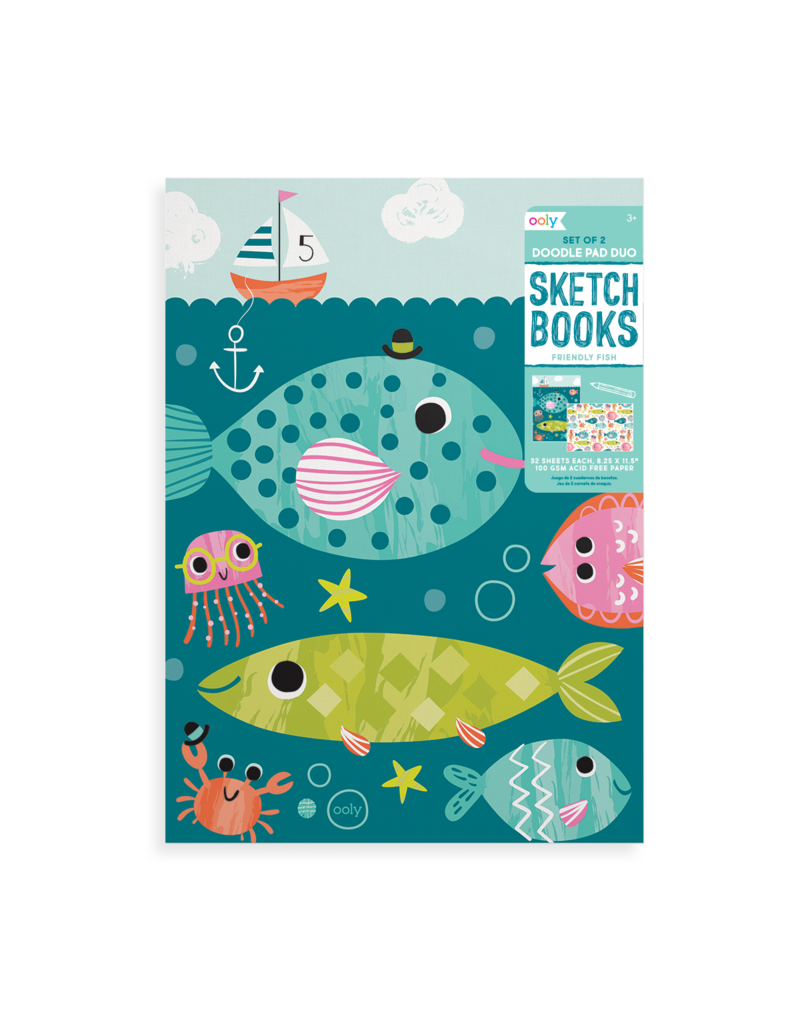 Ooly Doodle Pad Duo Sketchbooks: Friendly Fish - 2pk