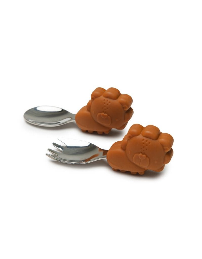 Loulou Lollipop Born to be Wild Learning Spoon/Fork Set - Lion