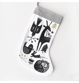 Wee Gallery Winter Animals Stocking - Black on White