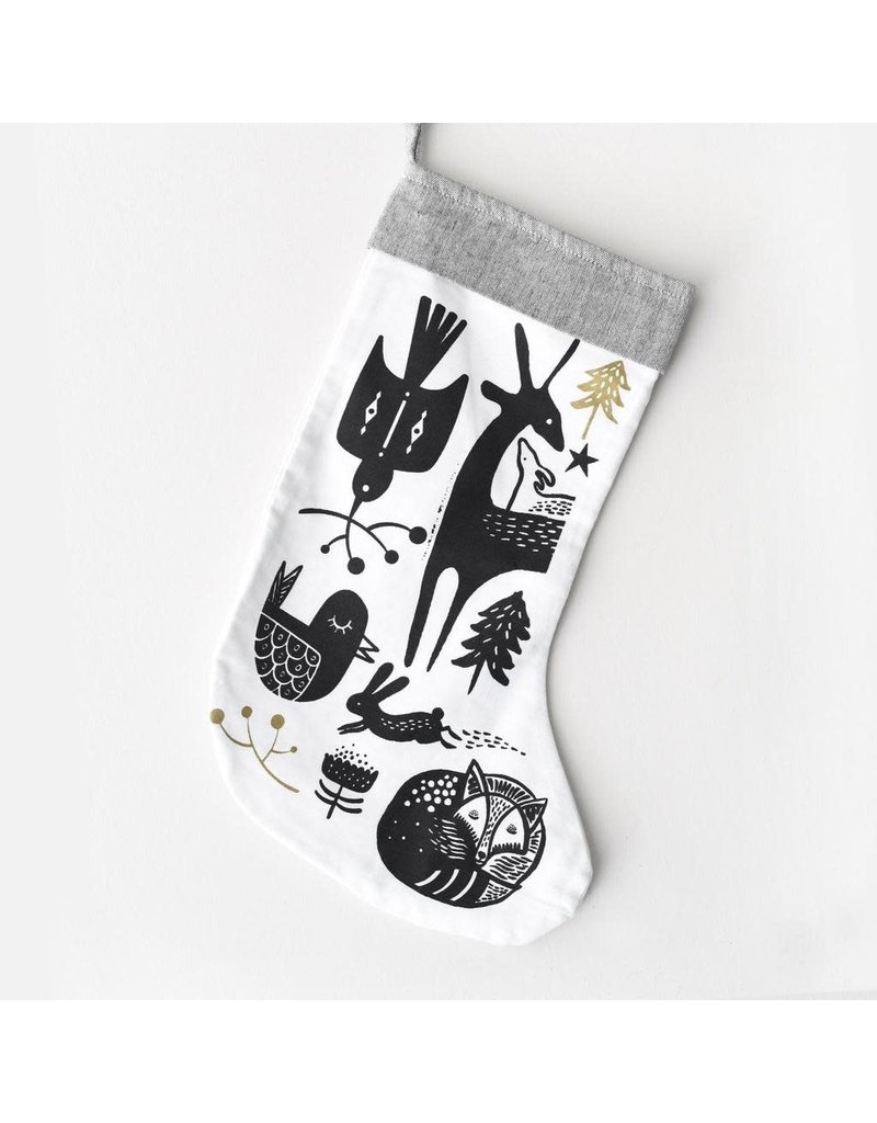 Wee Gallery Winter Animals Stocking - Black on White