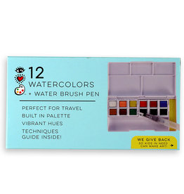Bright Stripes 12 Watercolours + Water Brush Pen