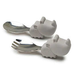 Loulou Lollipop Born to be Wild Learning Spoon/Fork Set - Rhino