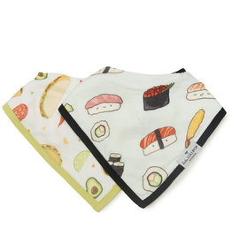 Loulou Lollipop Muslin Bandana Bib Set, Sushi/Taco, 2pk