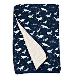 Loulou Lollipop Plush Bamboo Quilt - Whales