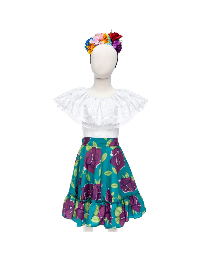 Great Pretenders Frida The Artist Set,  Shirt, Skirt & HB, Size 5-6