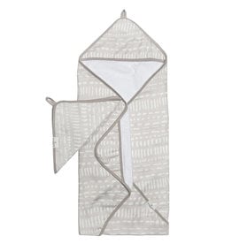 Loulou Lollipop Grey Mudcloth Hooded Towel & Cloth