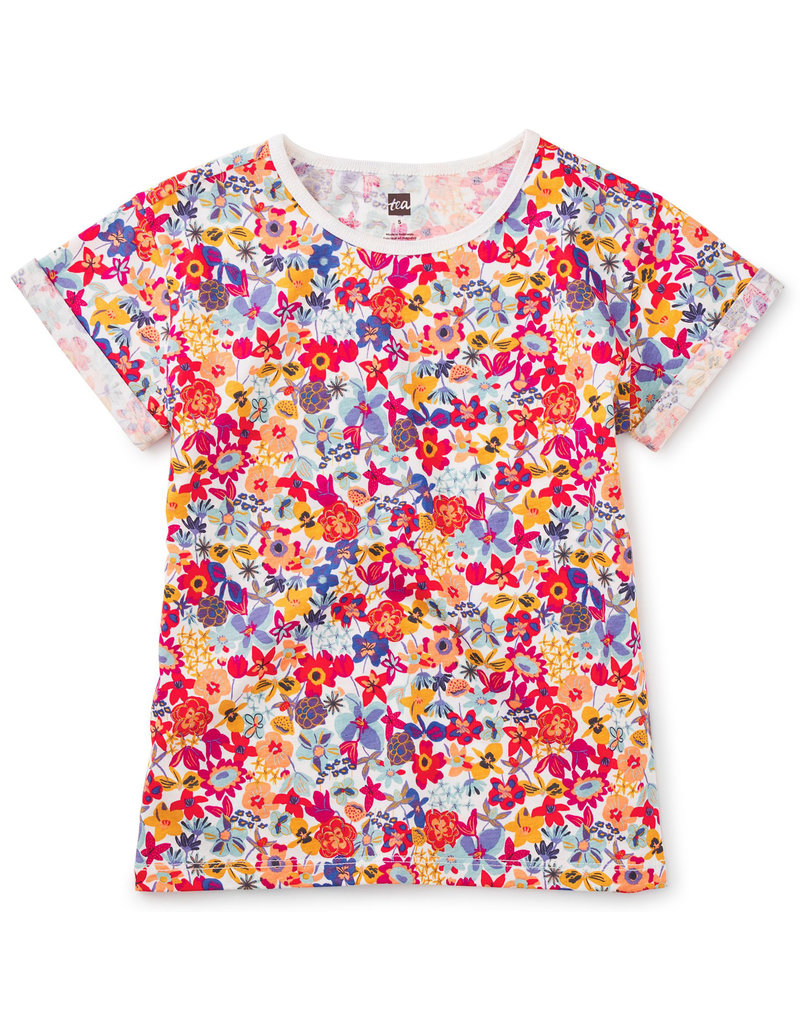 Tea Collection Flores Rolled Sleeve Top